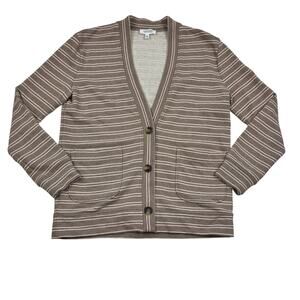 Haven Well Within Minimalist Striped Cotton Button Front Cardigan Women's SZ XS